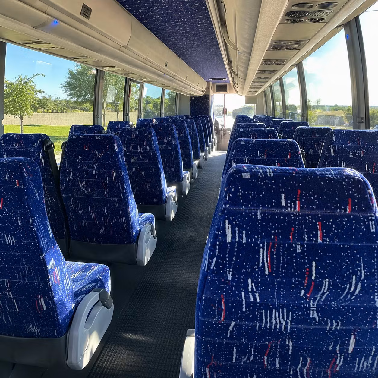 aurora charter bus rental interior
